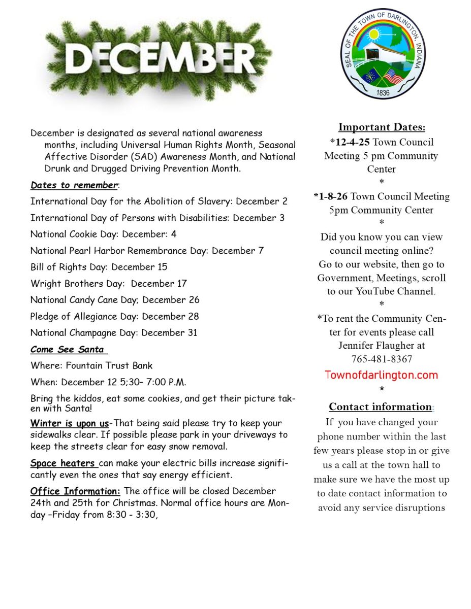 December 25 Newsletter
