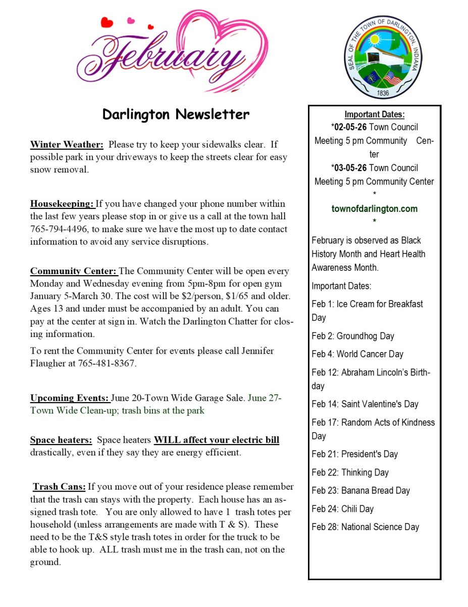 February 26 Newsletter